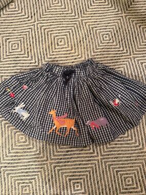 Joules Navy Gingham Animal Appliqués Skirt
